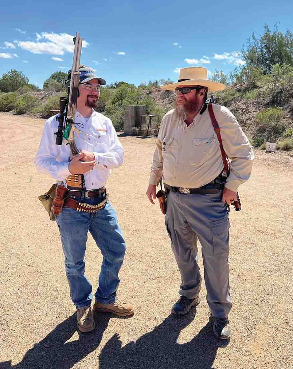 Jeremiah is shown with Rob Leahay, owner of Simply Rugged Holsters, after shooting some height over bore drills.